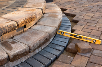 Elegant stone and paver stairs