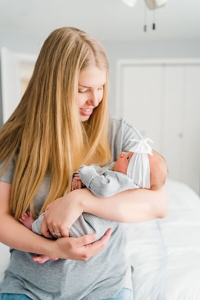 in home newborn photography session eau claire