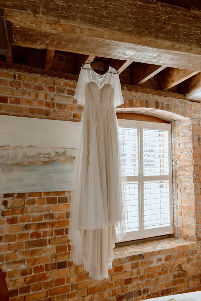 Dress hanging for detail photos