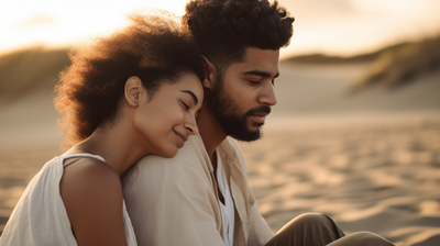 u8417853733_Young_diverse_couple_sitting_on_beach_at_golden_h_3601e8e6-1ce8-43d9-b3e7-1639a20abcaf_1