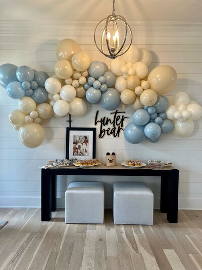 white elegant balloon installation for girls night