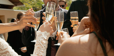 Champagne toast in the summer sun 