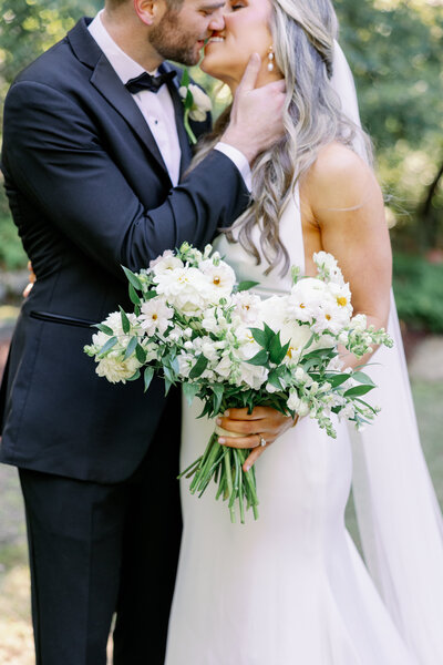 Bride and Groom First Look before wedding reception at The Club in Birmingham, AL