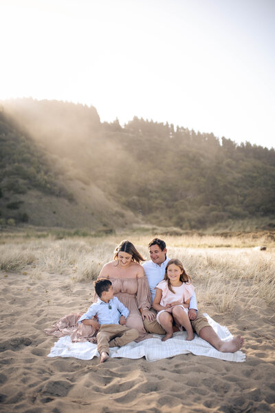 Family walking natural posed photographed in park location