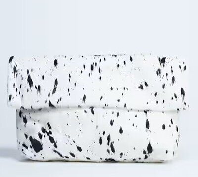 Topshop Georgia leather folded clutch bag in black and white dalmatian pony print.