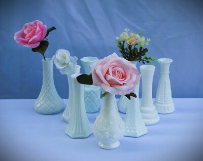 milk glass rental bud vase