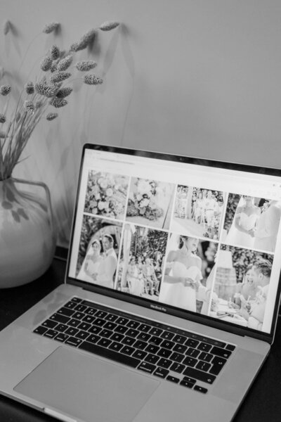 Een voorbeeld van een online galerij met bruiloftsfoto’s, zorgvuldig bewerkt en klaar voor het bruidspaar.