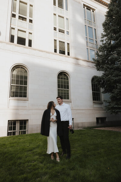 aesthetic city engagement photos in downtown Denver