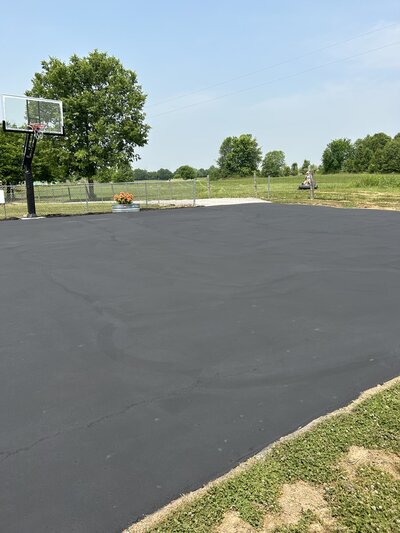 Freshly sealcoated driveway