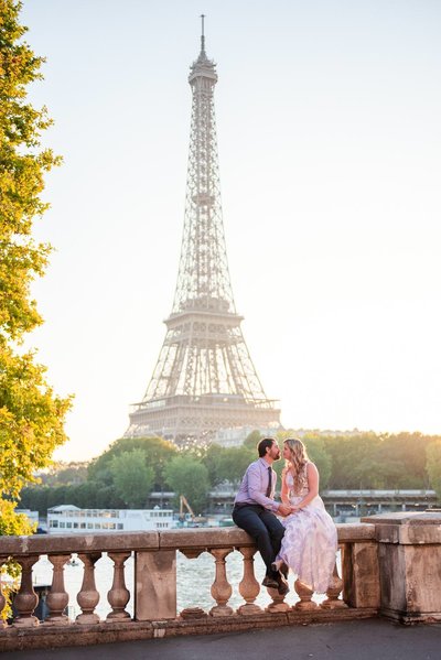 A romantic morning photoshoot by the Eiffel Tower  in Paris for Shane and Tiffany.