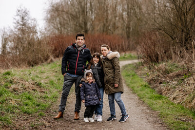 Family picture of mom, dad and their two daughters