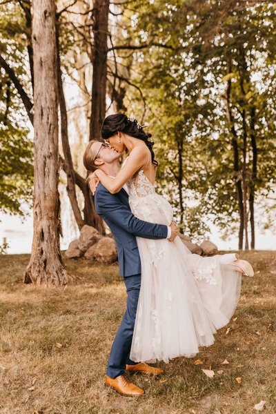 couple at their intimate backyard wedding