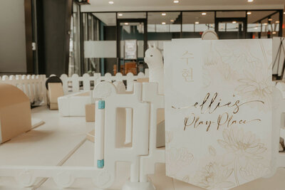 Party signage for doljabi planned by Fancy Chancey in San Diego CA