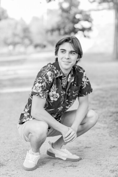 High school senior black and white portrait