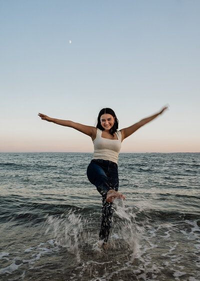 senior high school portrait at beach in connecticut by Sara McIngvale Photography