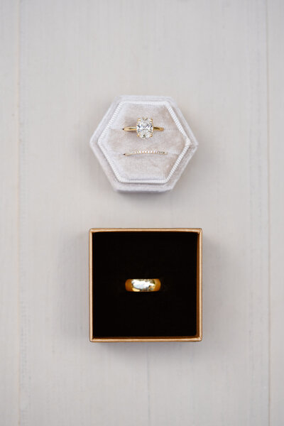 A close up of wedding bands