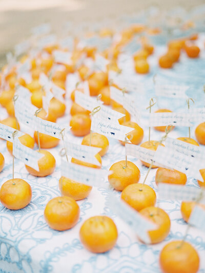 Mandarin Orange seating chart display.