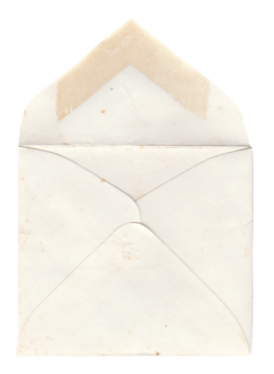 An old, slightly stained open envelope with no visible contents, perhaps once containing cherished family photos from a photographer in Pittsburgh.
