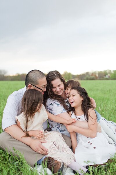 Sara Sniderman with family during family photo session in Natick Massaachusetts