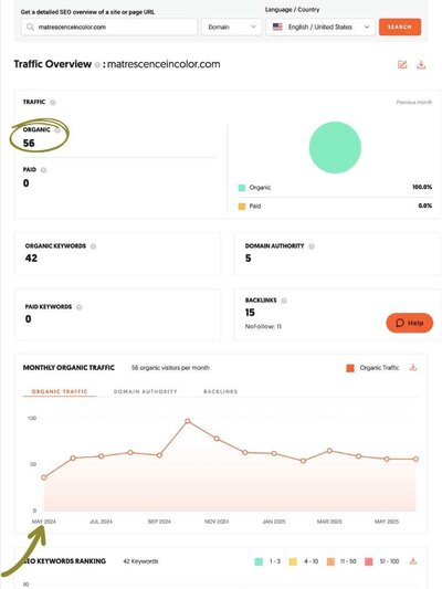 ubersuggest screenshot for therapist seo copywriting results