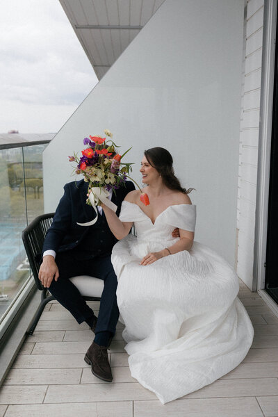 brooklyn bride wearing jenny yoo wedding dress