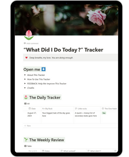 Screenshot of the "What Did I Do Today?" Notion Template in action.