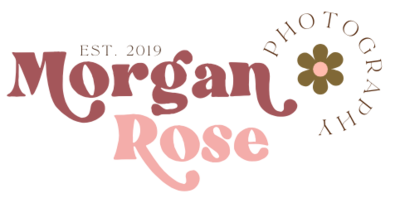 Retro pink logo for Morgan Rose Photography