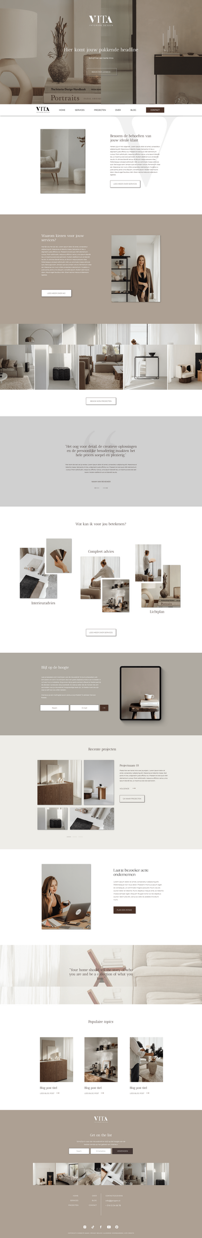 VITA Showit website template voor interieurstylisten, fotografen en creatieve ondernemers