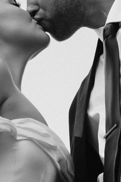 Bride and groom under the palm trees destination wedding in Puerto Vallarta at Dreams Bahia Mita Resort