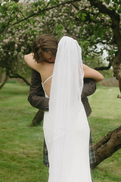 elopement photo near edinburgh under apple tree