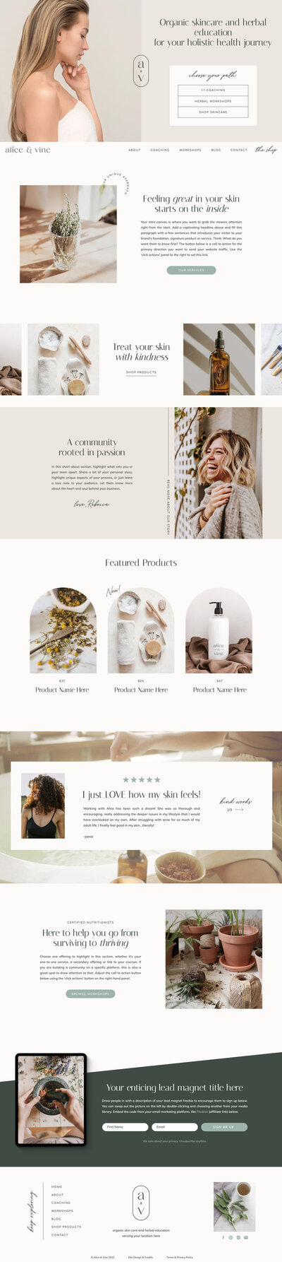 showit website template for health and wellness coaches
