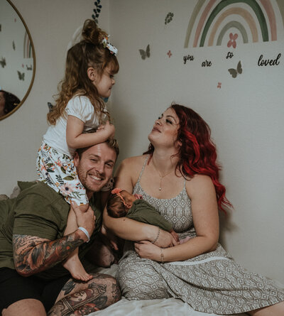 in home military family session, newborn