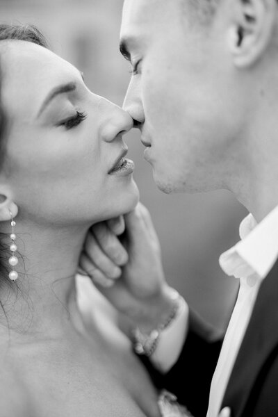 almost kiss engagement photo at ochre court in newport RI