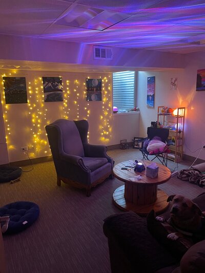 Therapy office with dim lights