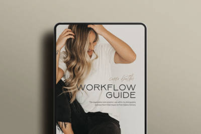iPad mockup of Corrie Butler Photography Workflow Guide