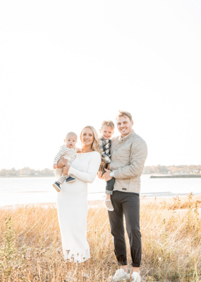 lovely family on beach at their connecticut photoshoot
