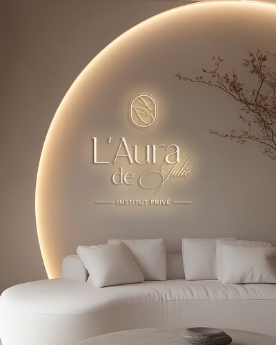 Gold embossed logo for a luxury massage salon