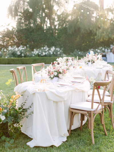 reception table decor at barton house of redlands