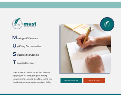 Must Writing Services homepage screen shot on macbook