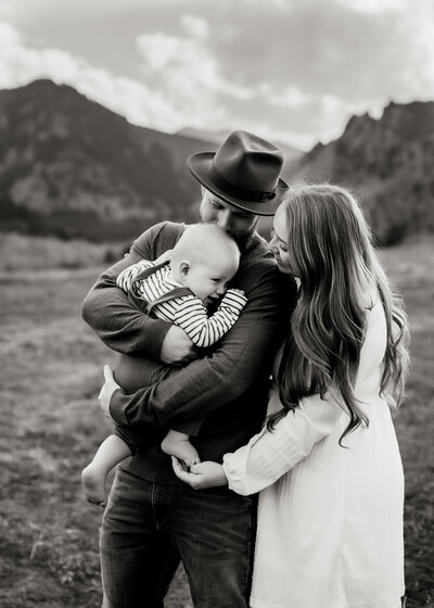 Sunset family pictures in Colorado foothills at sunset by Denver Photographer Erin Jachimiak