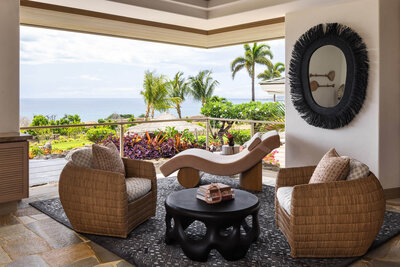 Light and beachy furniture and decor at Mauna Lani Hawaii furnishings project by Taleah Smith