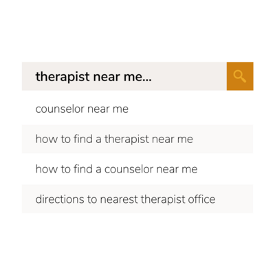 Image of google search, therapist near me... this is a button.
