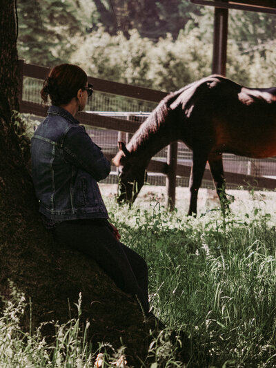 horse hugging woman