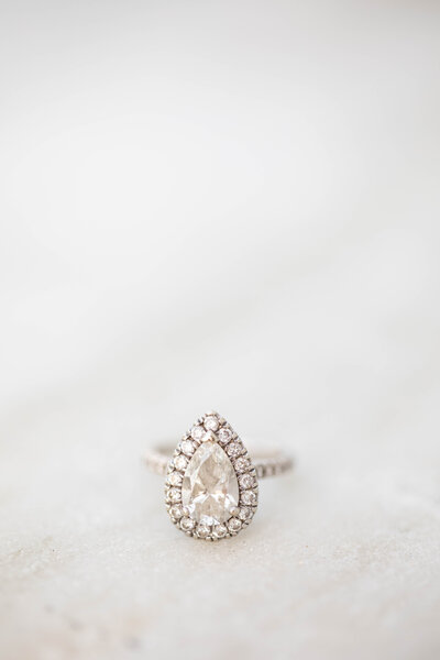 Close up of custom engagement ring