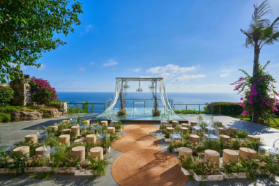 wedding ceremony setup near the ocean in Bali