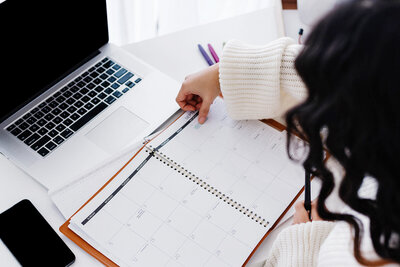 Stock image of woman making plans