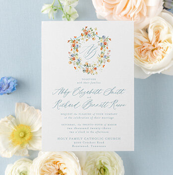 Modern Floral Wedding Invitations