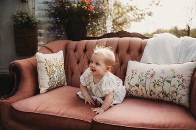 6 month sitter baby summer photo session