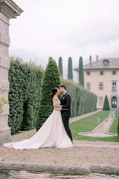 Destination wedding photos taken in Lake Como at Villa Balbiano, Italy.