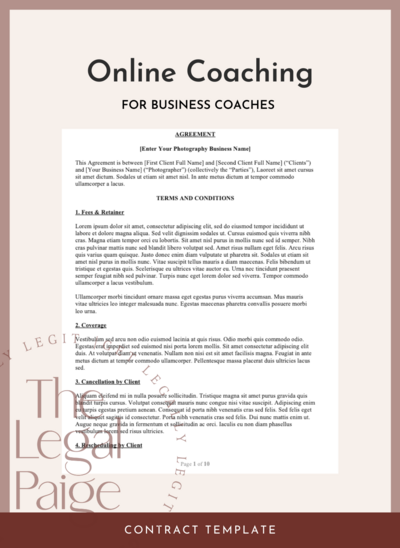 Online Coaching for Business Coaches Contract Template by The Legal Paige